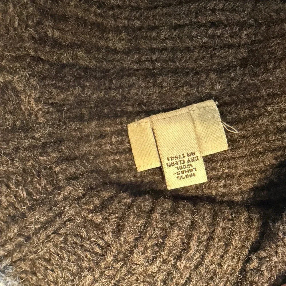Ugg Lambs Wool Ribbed Knit Beanie Hat Brown Womens Unisex One Size Winter Fall